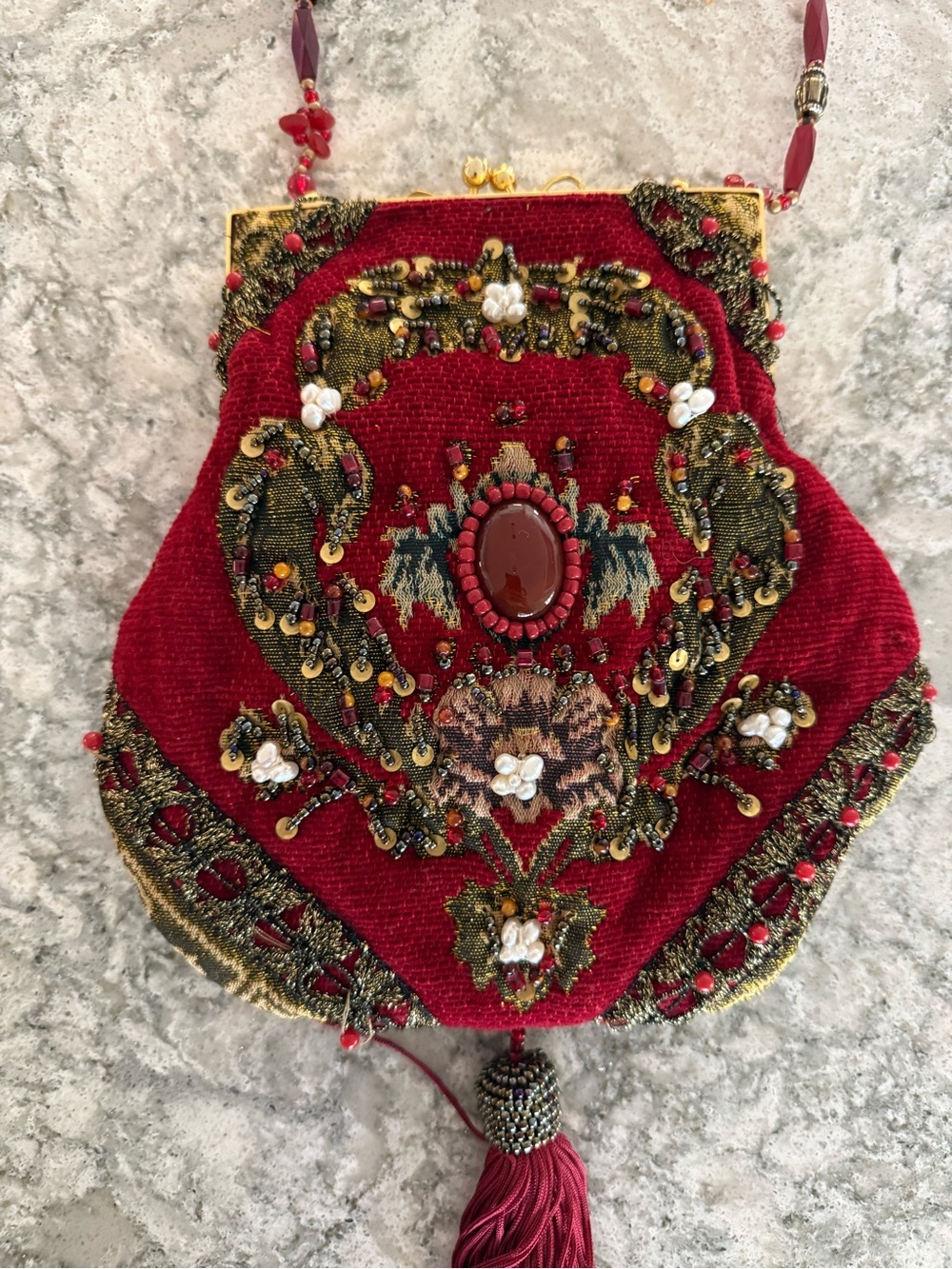MARY FRANCIS VINTAGE BEADED TAPESTRY HANDBAG - Picture 2 of 8